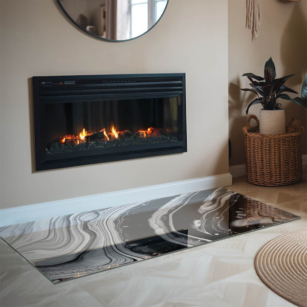 Base de vidro temperado para lareira Ondas e linhas abstratas