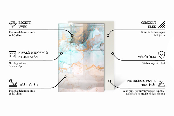 Base de vidro temperado para lareira Ondas e linhas abstratas