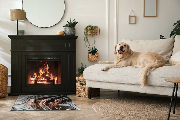 Base de vidro temperado para lareira Ondas e linhas abstratas