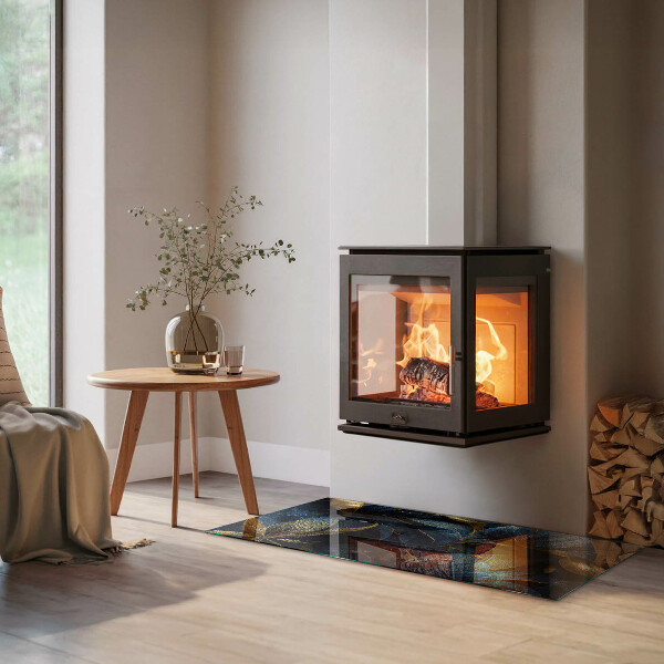 Base de vidro temperado para lareira Folhas elegantes em textura