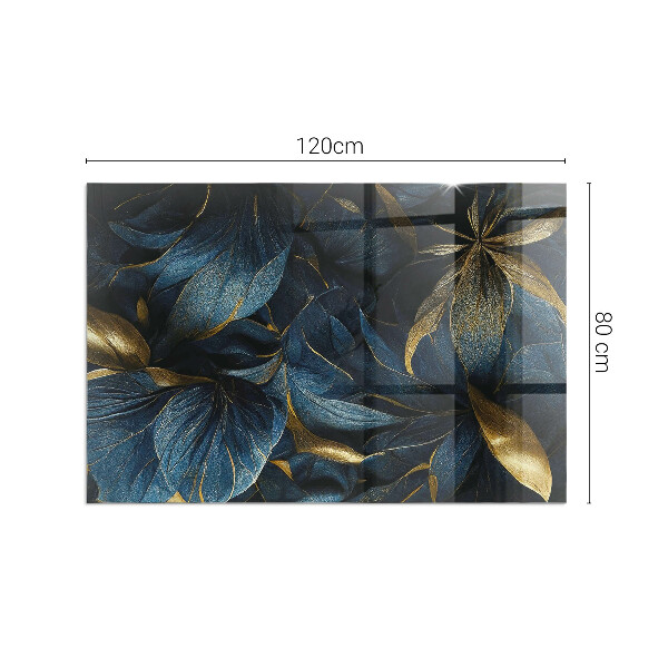 Base de vidro temperado para lareira Folhas elegantes em textura