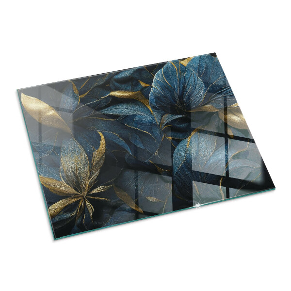 Base de vidro temperado para lareira Folhas elegantes em textura