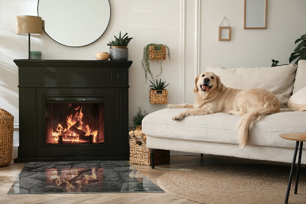 Base de vidro para lareira Padrão de pedra natural