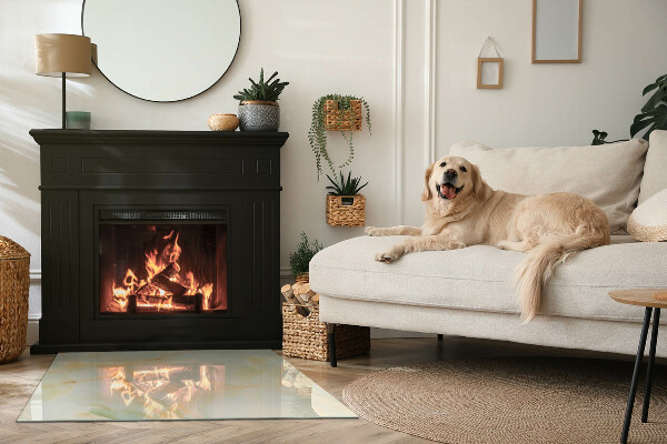 Base de vidro temperado para lareira Padrão abstrato de mármore