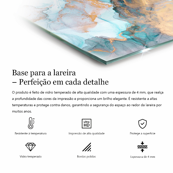 Base de vidro temperado para lareira Padrão abstrato de mármore