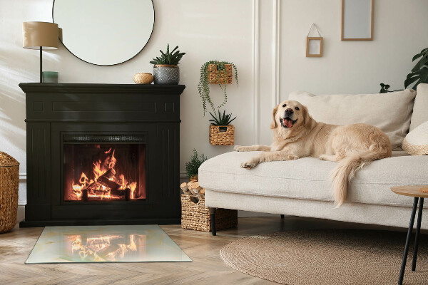 Base de vidro temperado para lareira Padrão abstrato de mármore