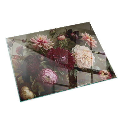 Base de vidro para lareira Buquê de flores em detalhe