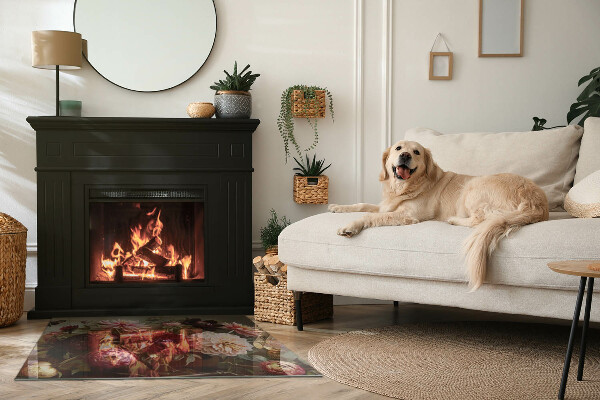 Base de vidro para lareira Buquê de flores em detalhe