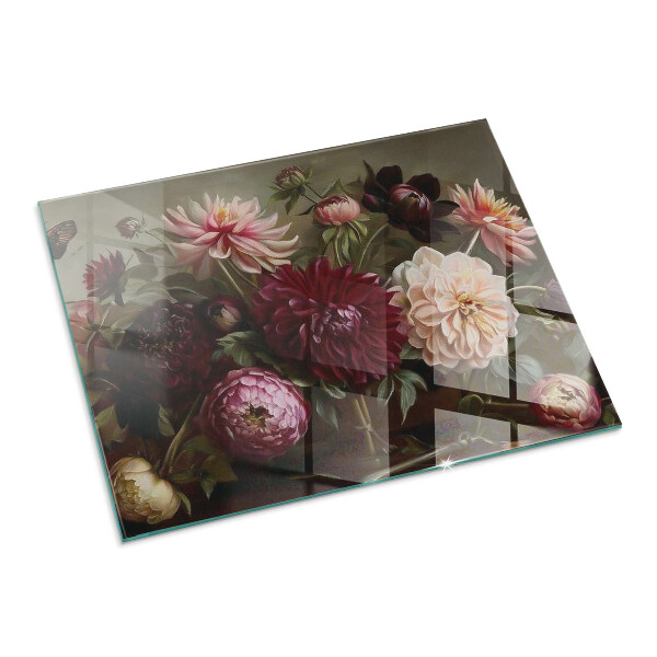 Base de vidro para lareira Buquê de flores em detalhe