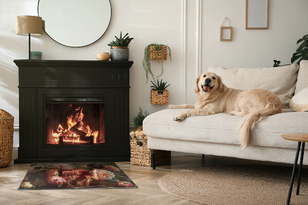 Base de vidro para lareira Buquê de flores em detalhe