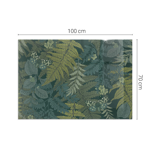 Base de vidro temperado para lareira Motivos vegetais com borboletas