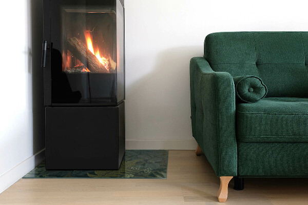 Base de vidro temperado para lareira Motivos vegetais com borboletas