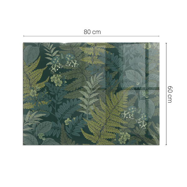 Base de vidro temperado para lareira Motivos vegetais com borboletas