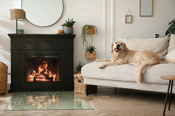 Base de vidro para lareira Folhas tropicais ao fundo