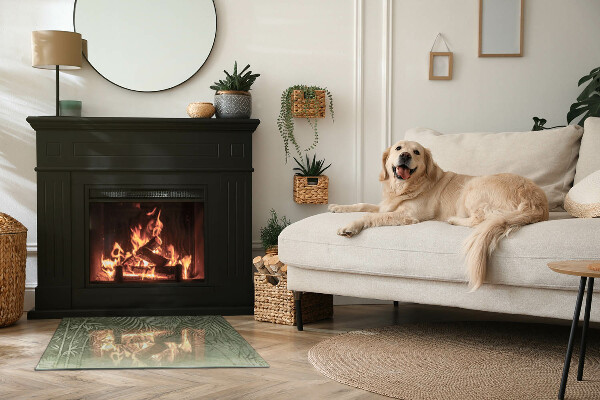 Base de vidro para lareira Folhas tropicais ao fundo