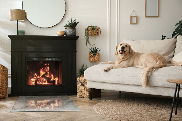 Base de vidro para lareira Padrão de pedra natural