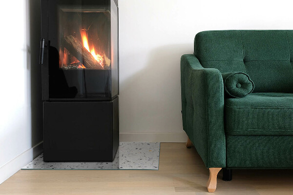 Base de vidro temperado para lareira Padrão de pedra com partículas