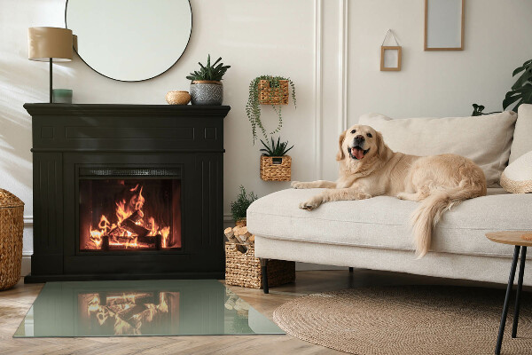 Base de vidro temperado para lareira Cor verde-oliva