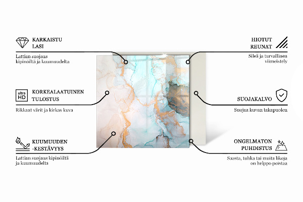 Base de vidro para proteção do piso Ondas e linhas abstratas