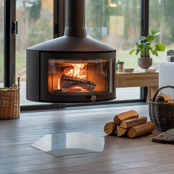 Base de vidro para proteção do piso Cor cinza