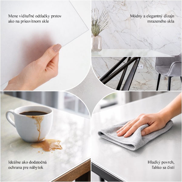 Tampo de mesa quadrado translúcido