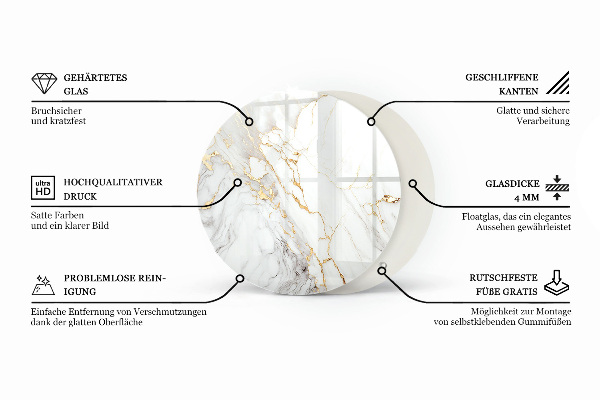 Tampo de vidro com impressão Branco liso
