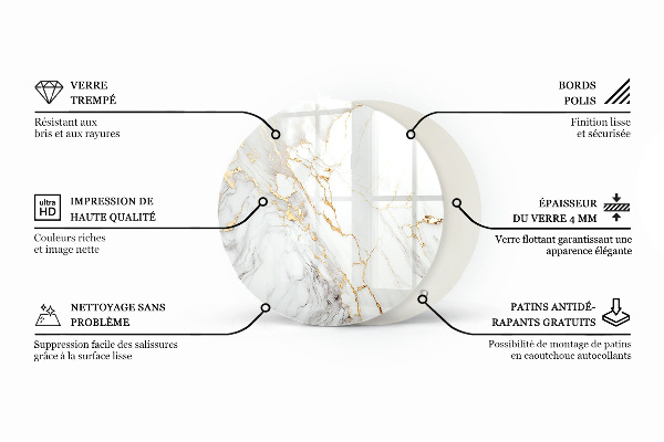 Tampo de vidro com impressão Branco liso