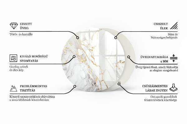 Tampo de vidro com impressão Branco liso