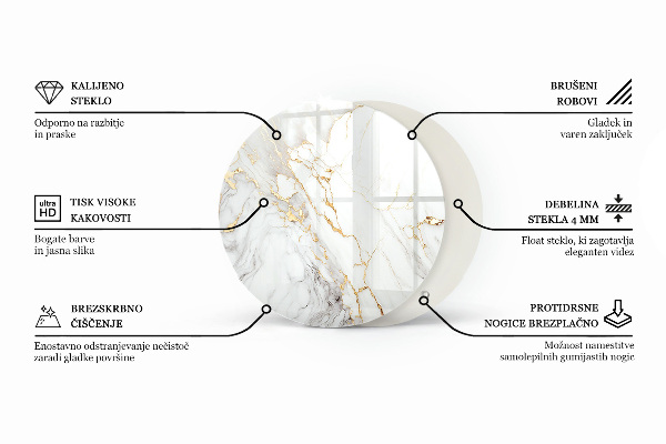 Tampo de vidro com impressão Branco liso