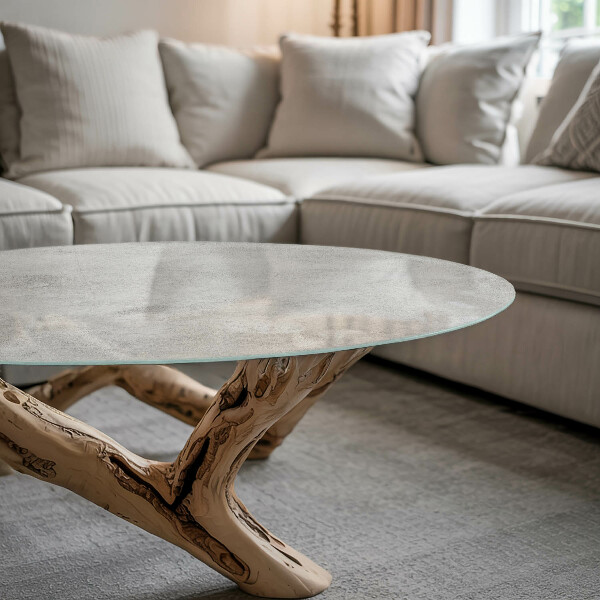 Tampo de vidro redondo com impressão Betão com fissuras