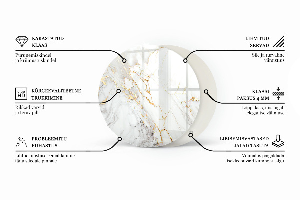 Tampo de vidro redondo Estrutura natural em madeira