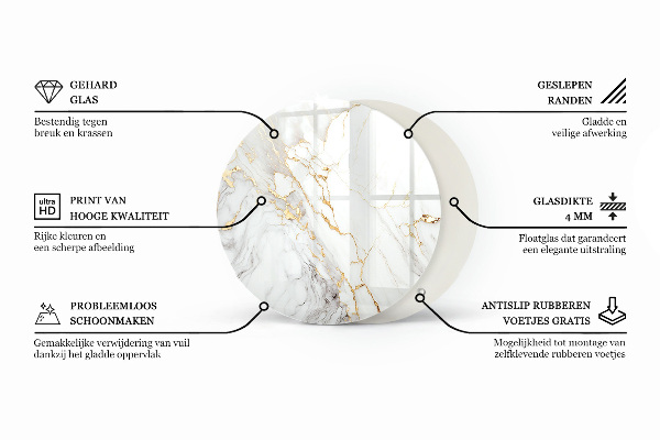 Tampo de vidro redondo Estrutura natural em madeira