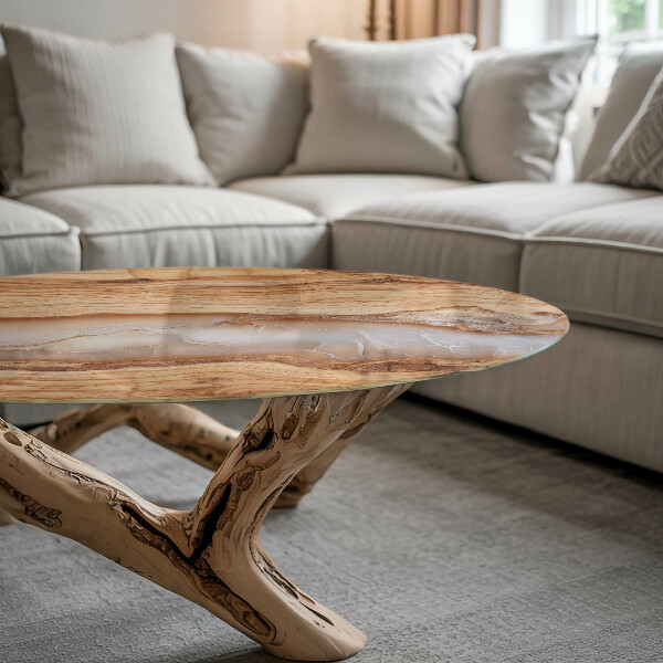 Tampo de vidro com impressão Padrão natural em madeira e resina