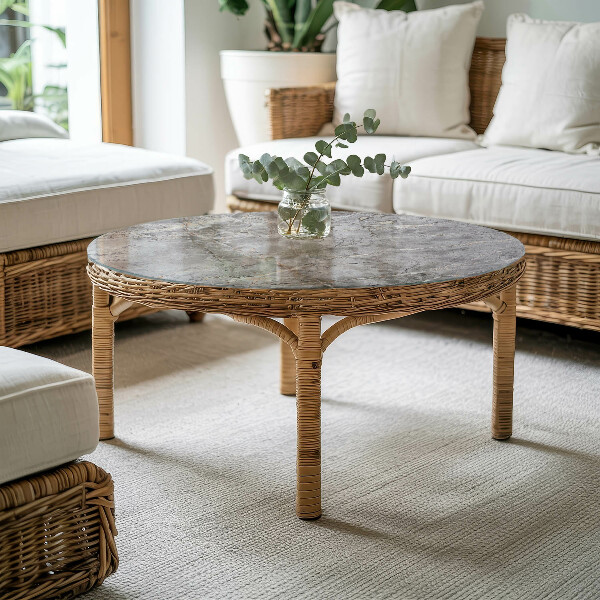 Tampo de vidro redondo Padrão inspirado em mármore