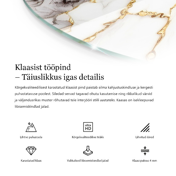 Tampo de vidro com impressão Motivo elegante em madeira