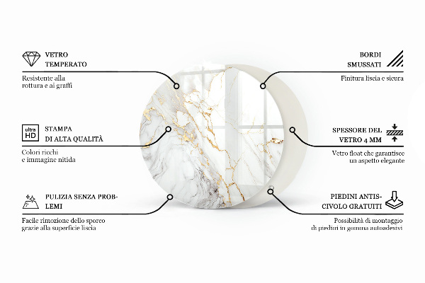 Tampo de vidro com impressão Motivo elegante em madeira