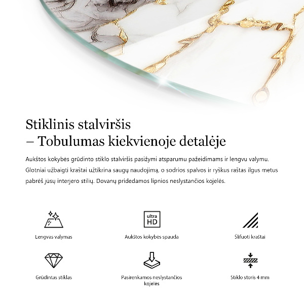 Tampo de vidro com impressão Motivo elegante em madeira