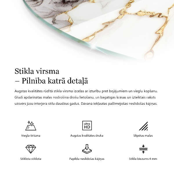 Tampo de vidro com impressão Motivo elegante em madeira