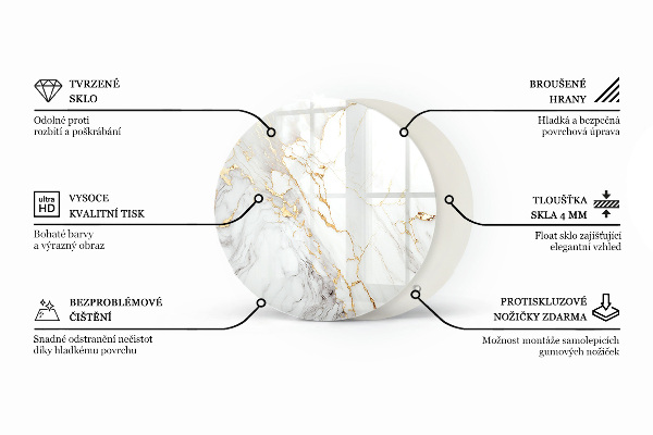 Tampo de vidro redondo Padrão de painéis de madeira