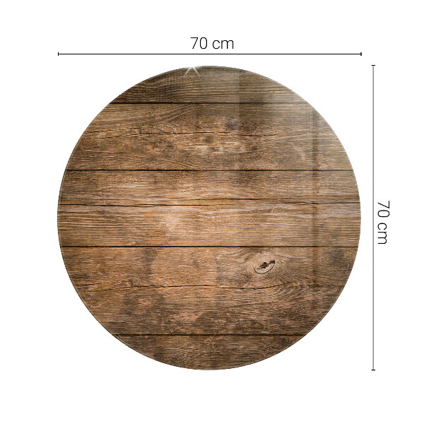 Tampo de vidro redondo Padrão de painéis de madeira