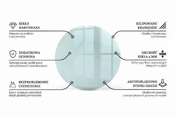 Tampo de vidro redondo transparente