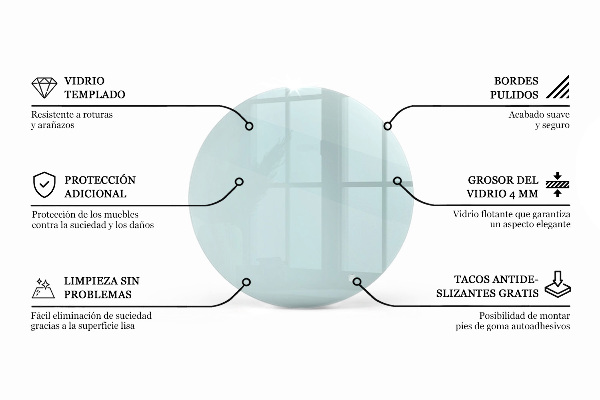 Tampo de vidro redondo transparente
