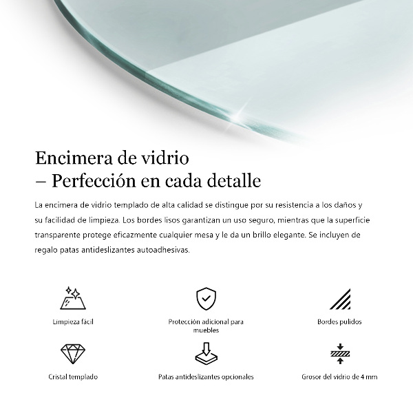 Tampo de vidro redondo transparente