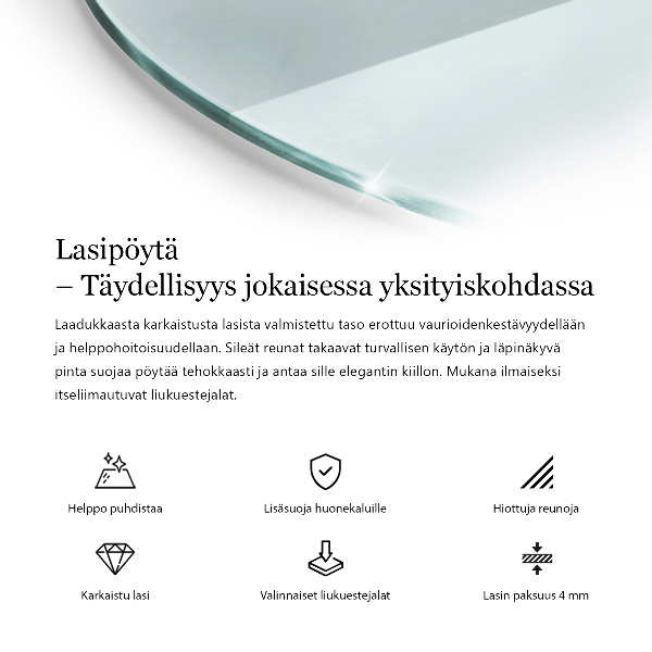 Tampo de vidro redondo transparente