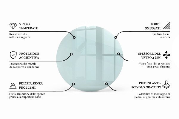 Tampo de vidro redondo transparente