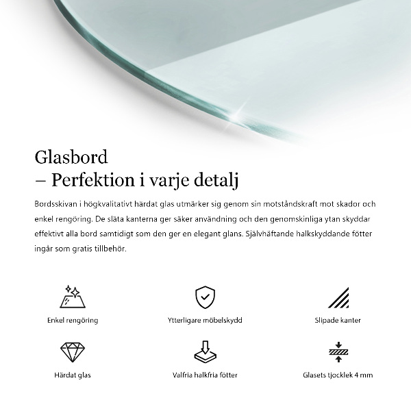 Tampo de vidro redondo transparente