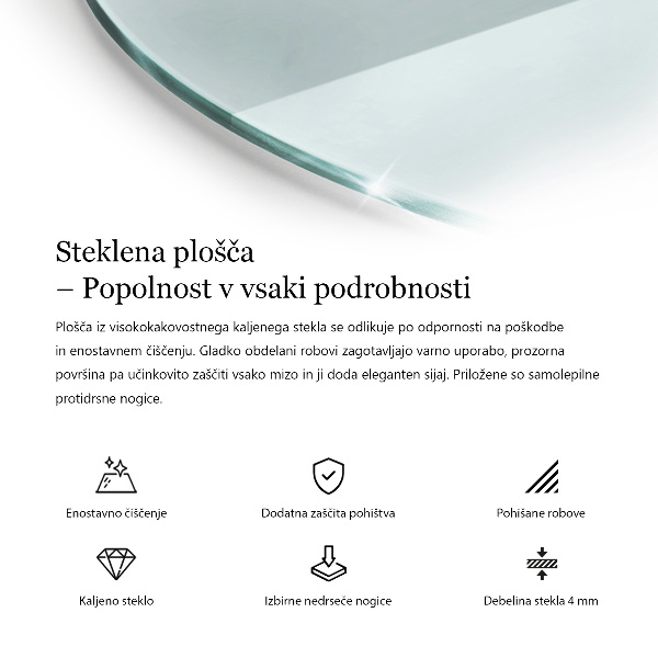 Tampo de vidro redondo transparente