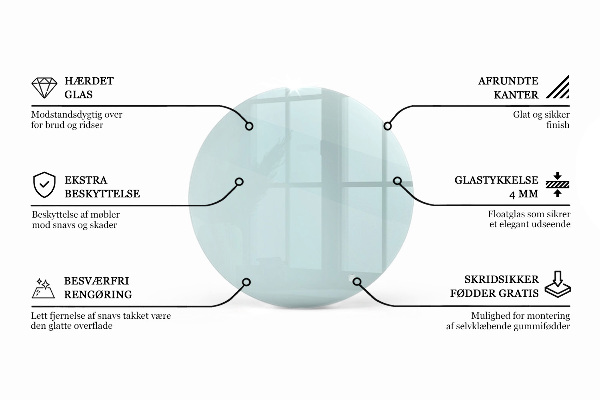 Tampo de vidro redondo transparente