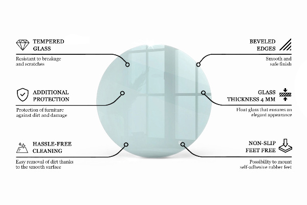 Tampo de vidro redondo transparente