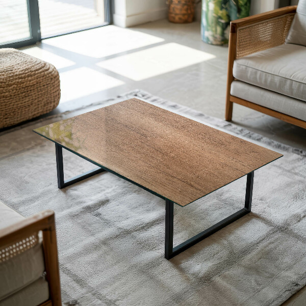 Tampo de vidro decorativo com impressão Motivo elegante em madeira